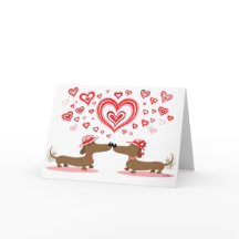 Dachshunds del amor de la tarjeta del día de San