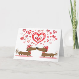 Festiva Dachshunds del amor de la tarjeta del día de San