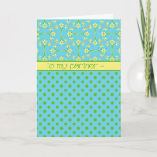 Festiva Daffodils y puntos Polka, tarjeta de Pascua, socio