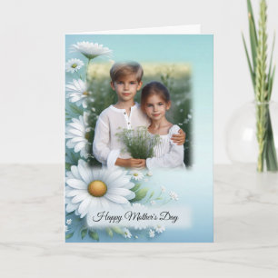 Festiva Daisies blancos feliz tarjeta del día de la madre
