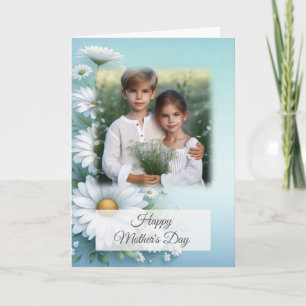 Festiva Daisies blancos feliz tarjeta del día de la madre 