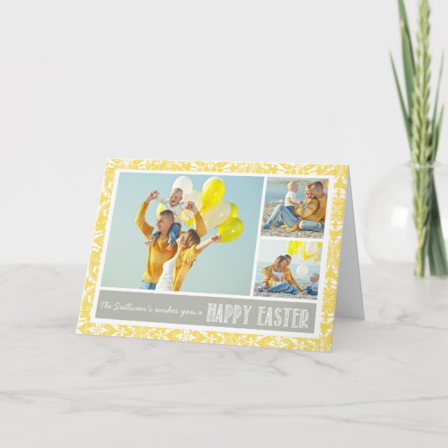 Festiva Damasco amarillo | Tarjeta de Pascua Feliz de Coll (Anverso)