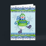 Festiva Dancing Snowman - Tarjeta de felicitación<br><div class="desc">Tarjeta de saludo de invierno de un muñeco de nieve bailando.</div>