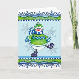 Festiva Dancing Snowman - Tarjeta de felicitación