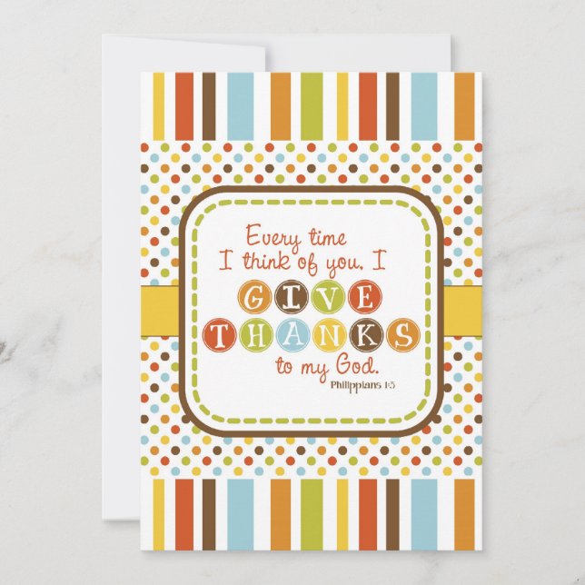 Festiva DARLE GRACIAS Tarjeta de Acción de Gracias de Escr (Anverso)