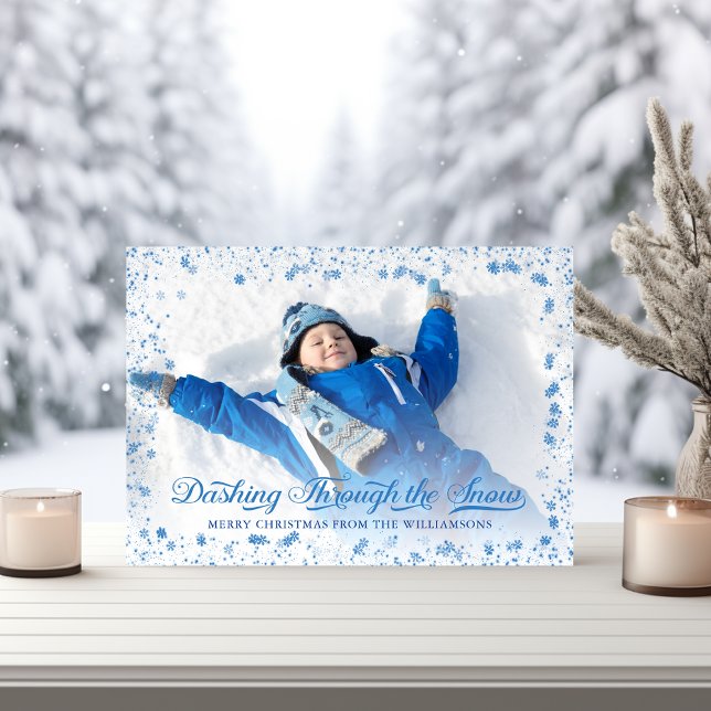 Festiva Dashing a través de la tarjeta de fotos de la fest (Dashing Through the Snow Holiday Photo Card
)