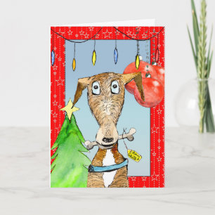 Festiva De la tarjeta de Navidades de Santa - Greyhound (a