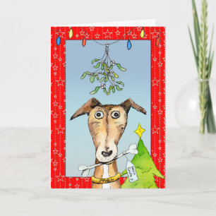 Festiva De la tarjeta de Navidades de Santa - Greyhound (a