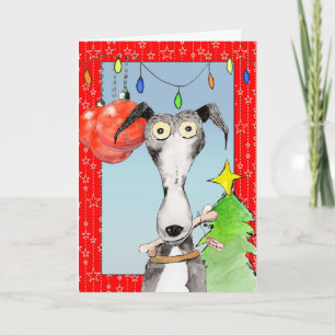Festiva De la tarjeta de Navidades de Santa - Greyhound (a