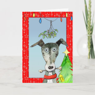 Festiva De la tarjeta de Navidades de Santa - Greyhound (a