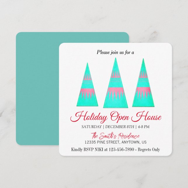 Festiva Decoración para la tarjeta de vacaciones del árbol (Anverso / Reverso)