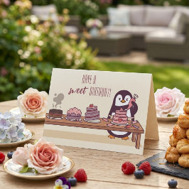Festiva Decorador de Pasteles de Pingüino | Tarjeta de Cum