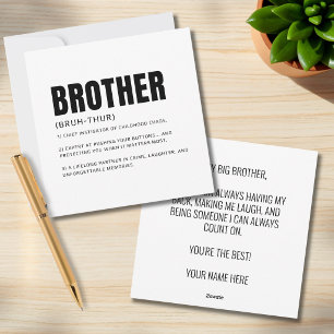 Festiva Definición de hermano divertida y sincera Tarjeta