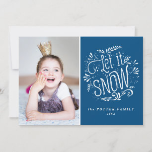 Festiva Dejar Que La Nieve   Tarjeta fotográfica Blue Holi