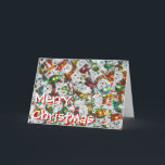 Festiva Delante de la tarjeta "Feliz Navidad" de los hombr<br><div class="desc">Un diseño festivo con una mezcla de lindos hombres de nieve con chocolate en envolturas de Relieve metalizado de colores vivos y "Feliz Navidad" escrito en blanco y rojo. Tarjeta de felicitación con un diseño de personalizable blanco, rojo, verde, azul, dorado y púrpura para que pueda personalizar con su propio...</div>