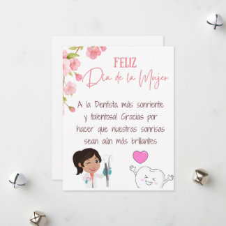 Festiva Dentista española feliz tarjeta del día de la muje