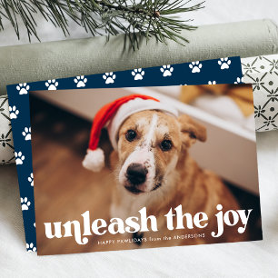 Festiva Desata la alegría Tarjeta de perro navy
