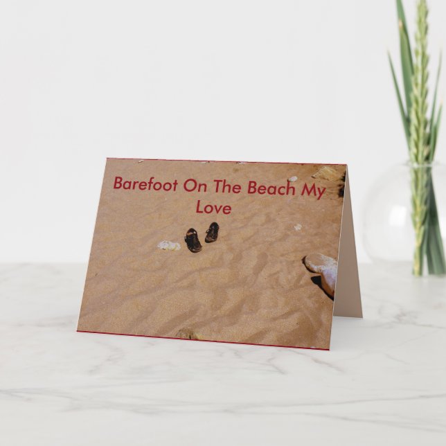 Festiva Descalzo En La Tarjeta De San Valentín De La Playa (Anverso)