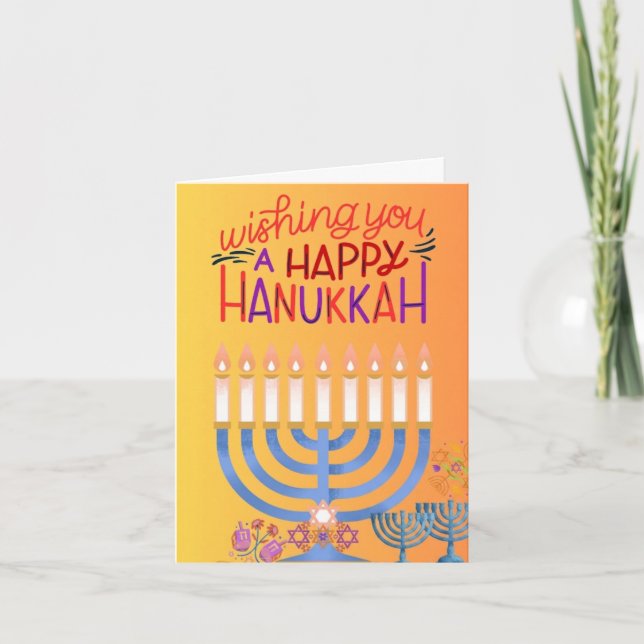 Festiva Deseándole una Feliz Tarjeta de Hanukkah (Anverso)