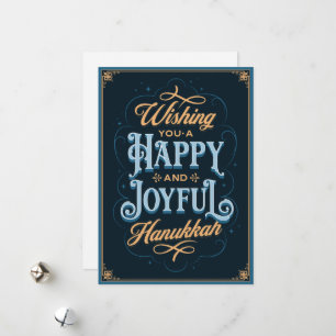Festiva Deseándote una tarjeta Hanukkah feliz y alegre
