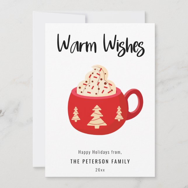 Festiva Deseos cálidos Navidades Cocoa Mug Tarjeta de vaca (Anverso)