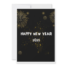 DESEOS DE AÑO NUEVO 2025 Tarjeta de fuegos artific