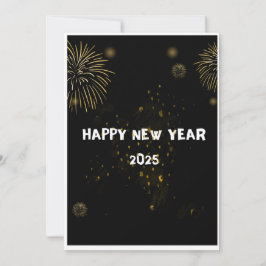 Festiva DESEOS DE AÑO NUEVO 2025 Tarjeta de fuegos artific