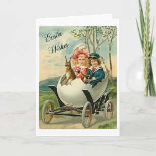 Festiva ¡Deseos de Pascua Vintage! Tarjeta victoriana de P