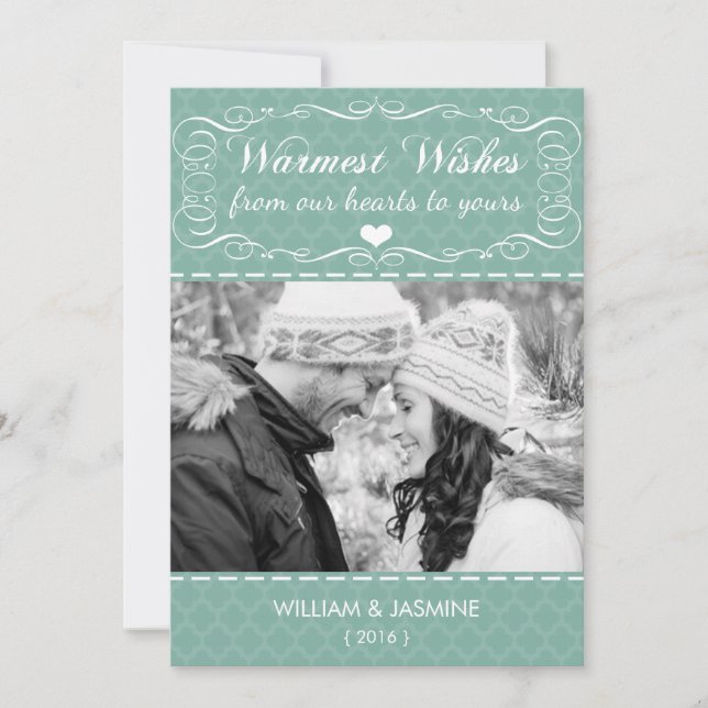 Festiva Deseos más cálidos Tarjeta plana de Navidades Verd (Anverso)