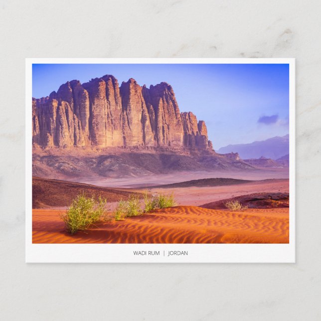 Festiva desierto de Wadi Rum en Jordania, postal de vacaci (Anverso)