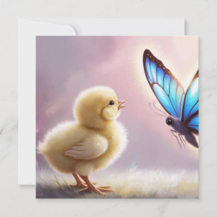Festiva Despertar de primavera - Tarjeta de pollito y mari
