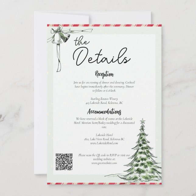 Festiva Detalles del Boda de navidades con tarjeta de códi (Anverso)