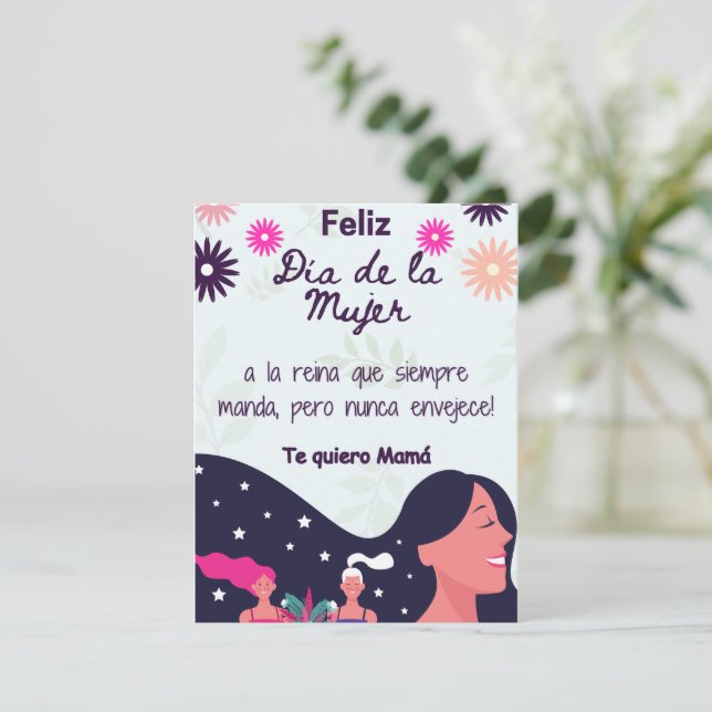 Festiva Día de la Madre - Tarjeta de Feliz Día de la Mujer (Anverso de pie)