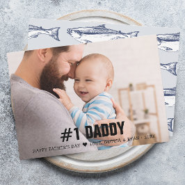 Festiva Día del Padre #1 Foto de Papá Tarjeta Plana