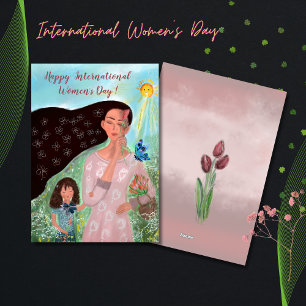 Festiva Día Internacional de la Mujer con una tarjeta de n