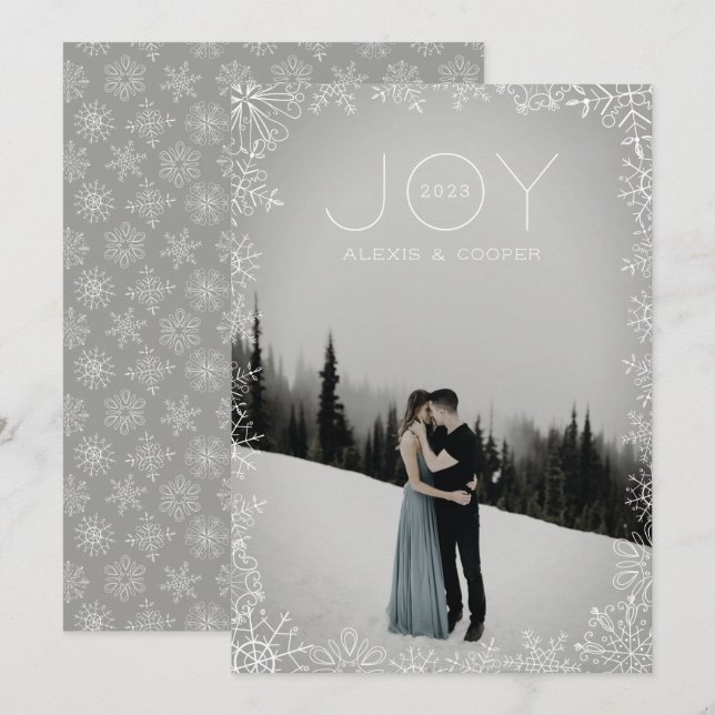 Festiva Dibujo de Snowflake Marco Tarjeta blanca de vacaci (Anverso / Reverso)