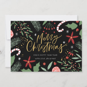 Festiva Dibujos Navideños Adorables   Tarjeta de Foto Navi