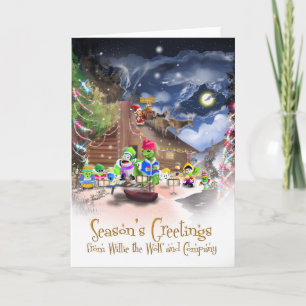 Festiva Diez pequeños monstruos: Tarjeta de Navidades