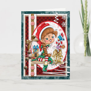 Festiva Digi Doodles la tarjeta de felicitación del duende