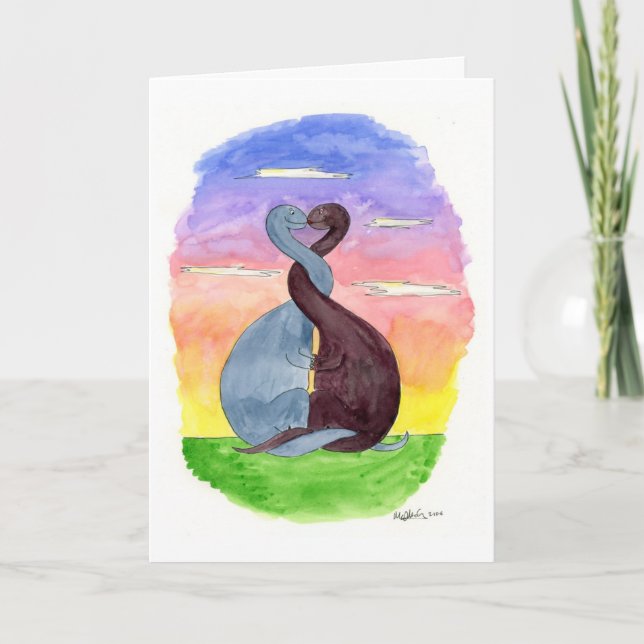 Festiva Dinos enamorados: Tarjeta El día de San Valentín (Anverso)