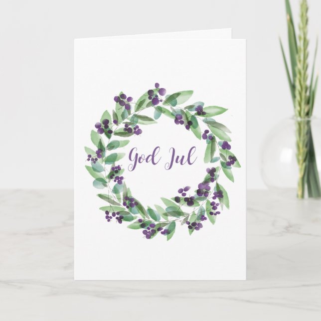 Festiva Dios Jul, Navidades suecos con tarjeta de vacacion (Anverso)