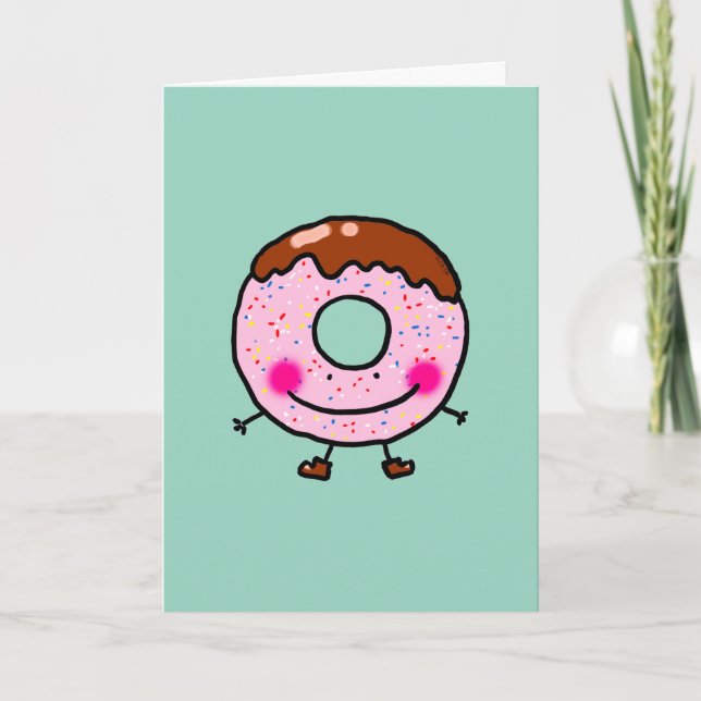 Festiva Diseño de tarjeta de felicitación de donut sonrien (Anverso)