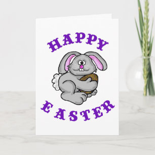 Festiva Divertido conejito con tarjeta de Pascua con huevo