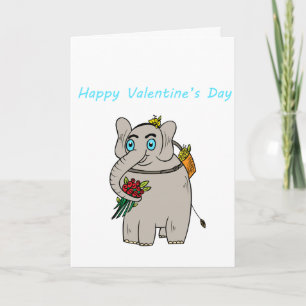 Festiva divertido, encantador elefante con flor tarjeta de