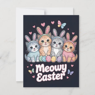 Festiva Diviértete con gatos de Pascua Meowy, tarjeta de h