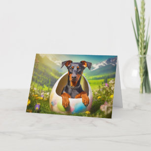 Festiva Dobermann Pincher perro Tarjeta de vacaciones pleg