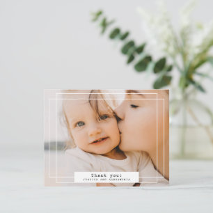 Festiva Doble marco blanco simple Gracias tarjeta de foto