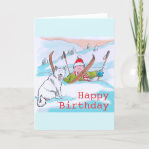 Festiva Doggy ski trip (Viaje de esquí) Tarjeta de cumplea