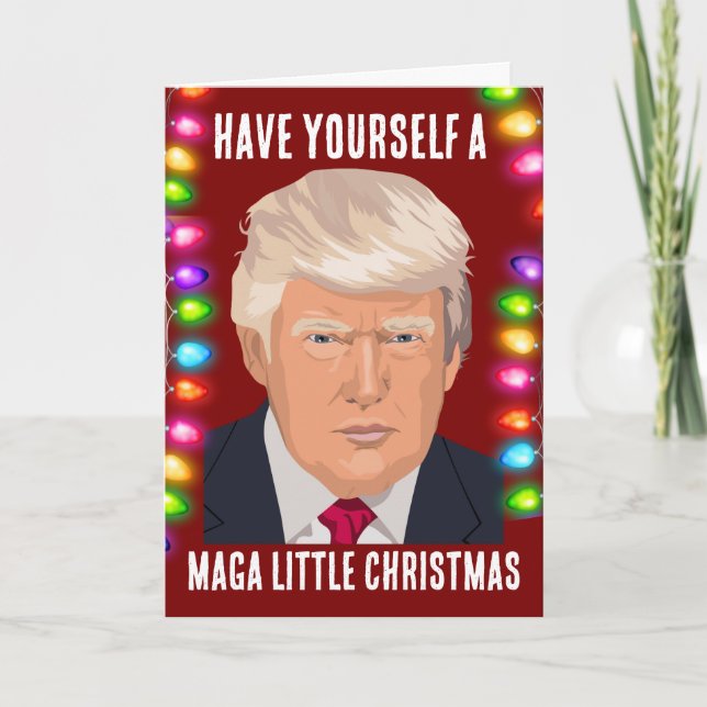 Festiva DONALD TRUMP MAGA PEQUEÑOS Navidades Tarjeta de sa (Anverso)