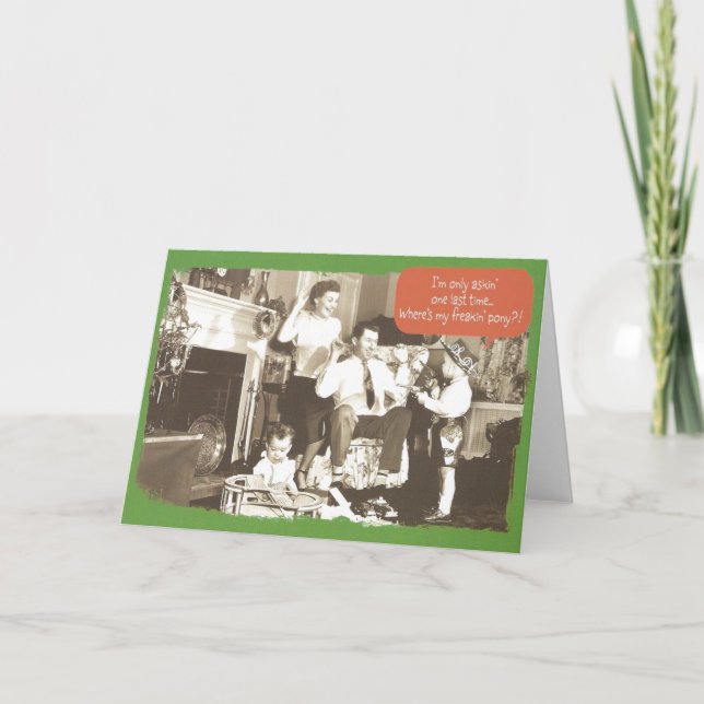 Festiva ¿Dónde está mi maldito pony? Tarjeta de Navidades  (Anverso)